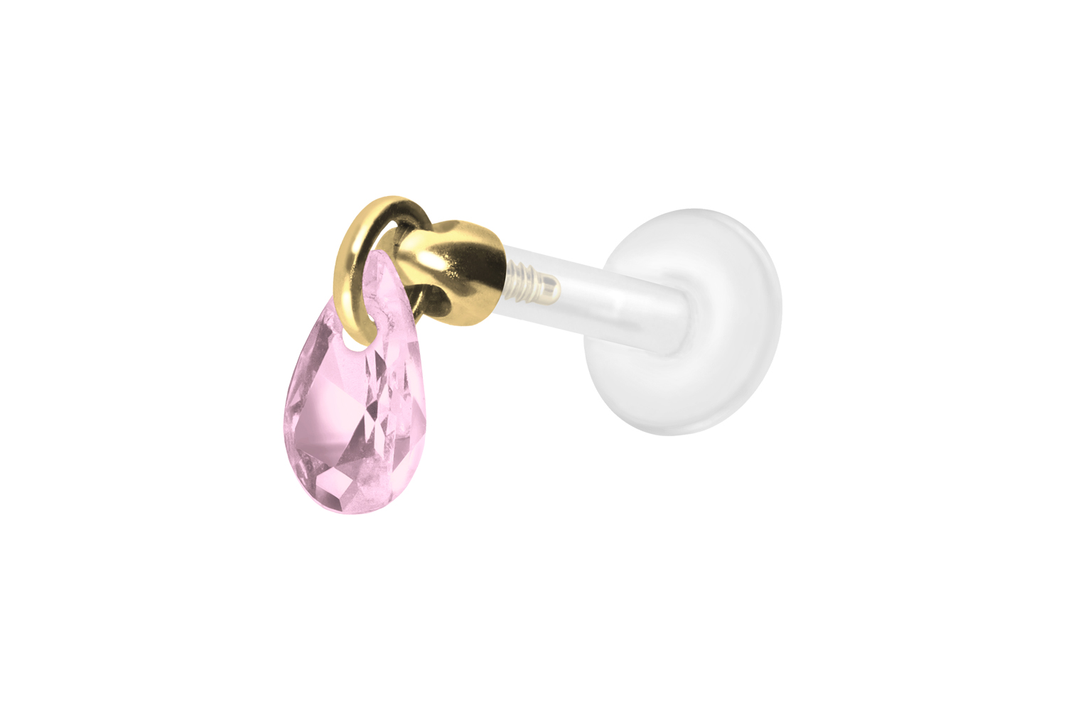 PTFE Labret Piercing mit Innengewinde + Titan-Aufsatz KRISTALLTROPFEN